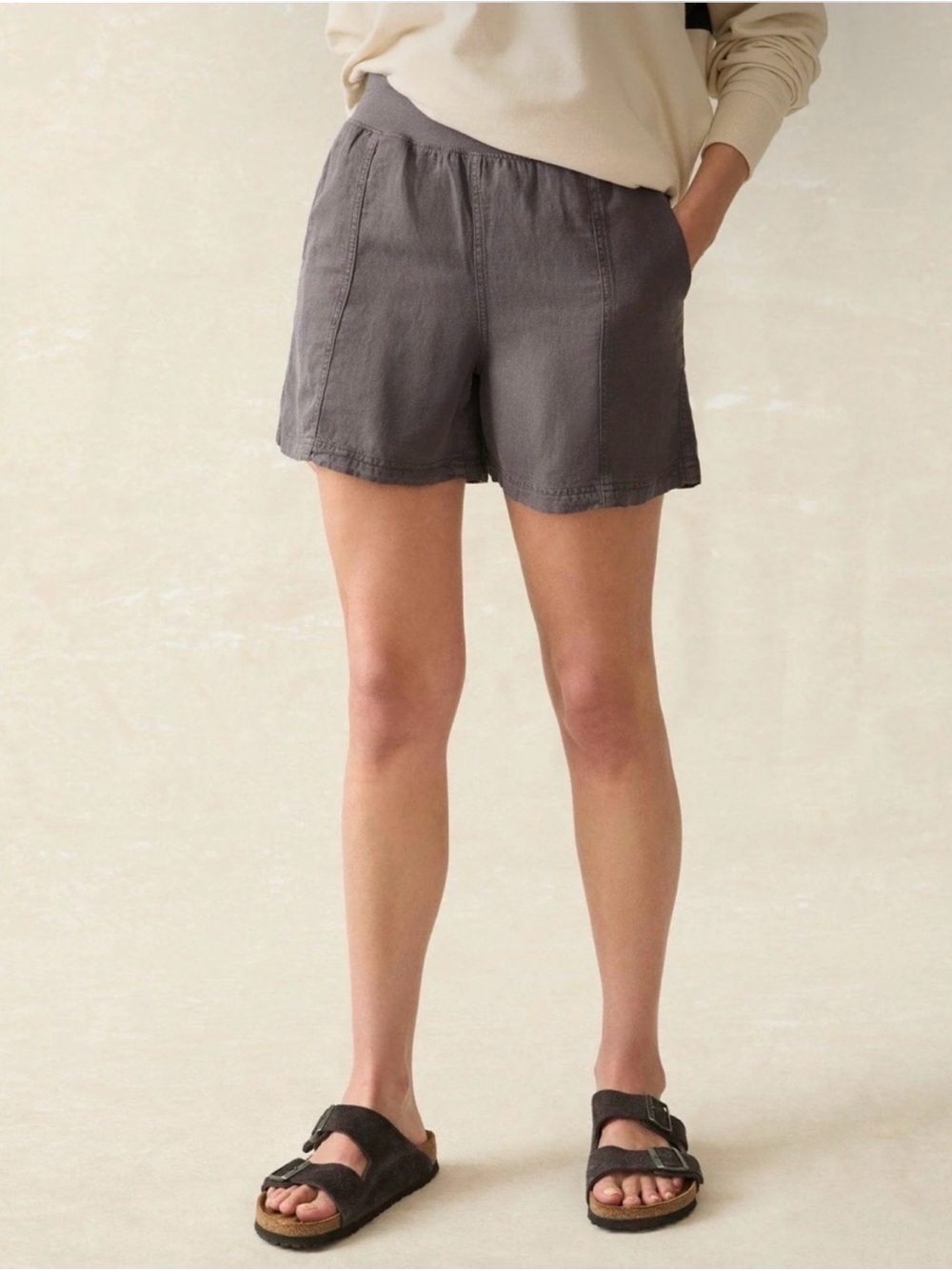 Faherty Gray Arlie Linen Shorts Small